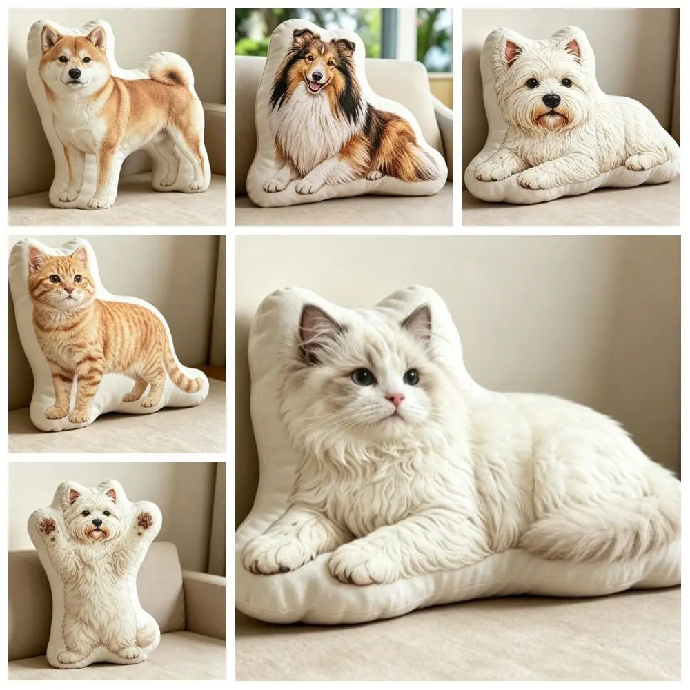 Dog Shaped Pillow Animal Throw Pillow Decorative Animal Pillow Soft Fabric Shiba Dog Cushion PP Cotton Filling