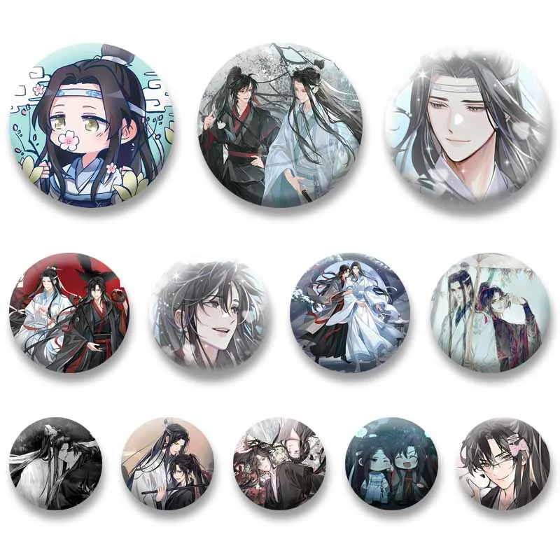 Broche à bouton BL Anime Mo Dao Zu Shi, Badge de cosplay de personnage de dessin animé, Épingles Lan Wangji Lan Xichen, Ornements pour sacs à dos et chaussures, Bijoux, Cadeau