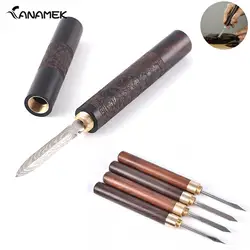 1Pcs Teaware Stainless Steel Ebony Chinese Puer Tea Needle Cutter Damascus Tea Knife Needle Pick With Wooden Handle