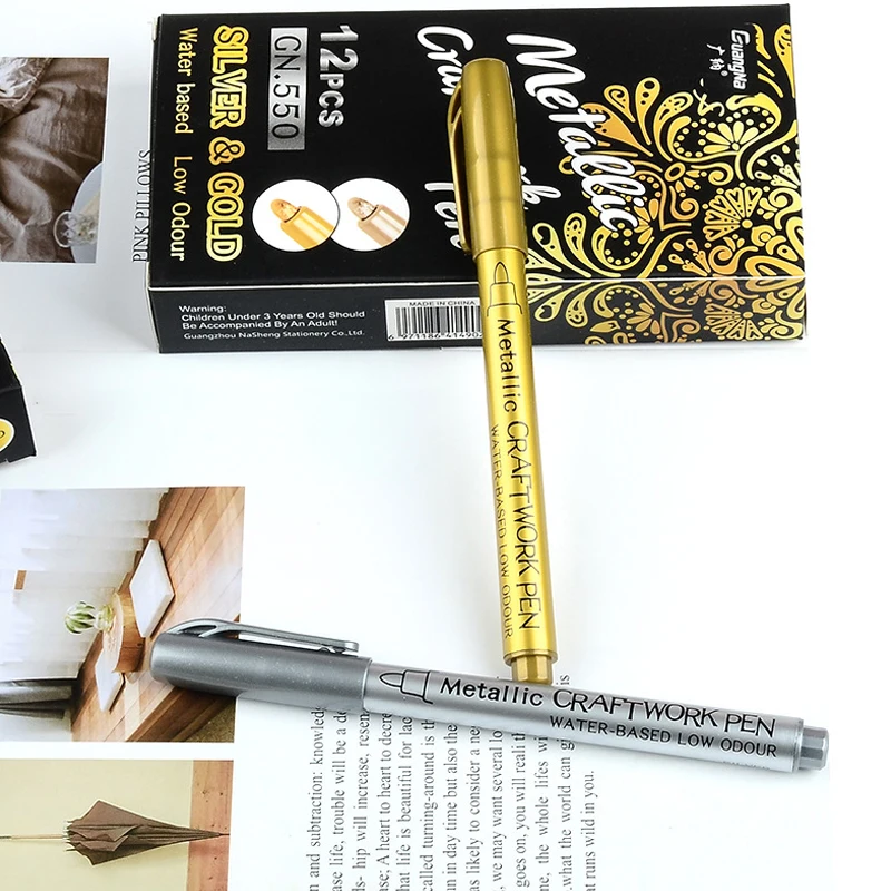 DIY Epoxidharz Form Gold Silber Farbe Zeichnung liefert Handwerk Graffiti Marker Stift Metallic wasserdichte Permanent Marker Stifte