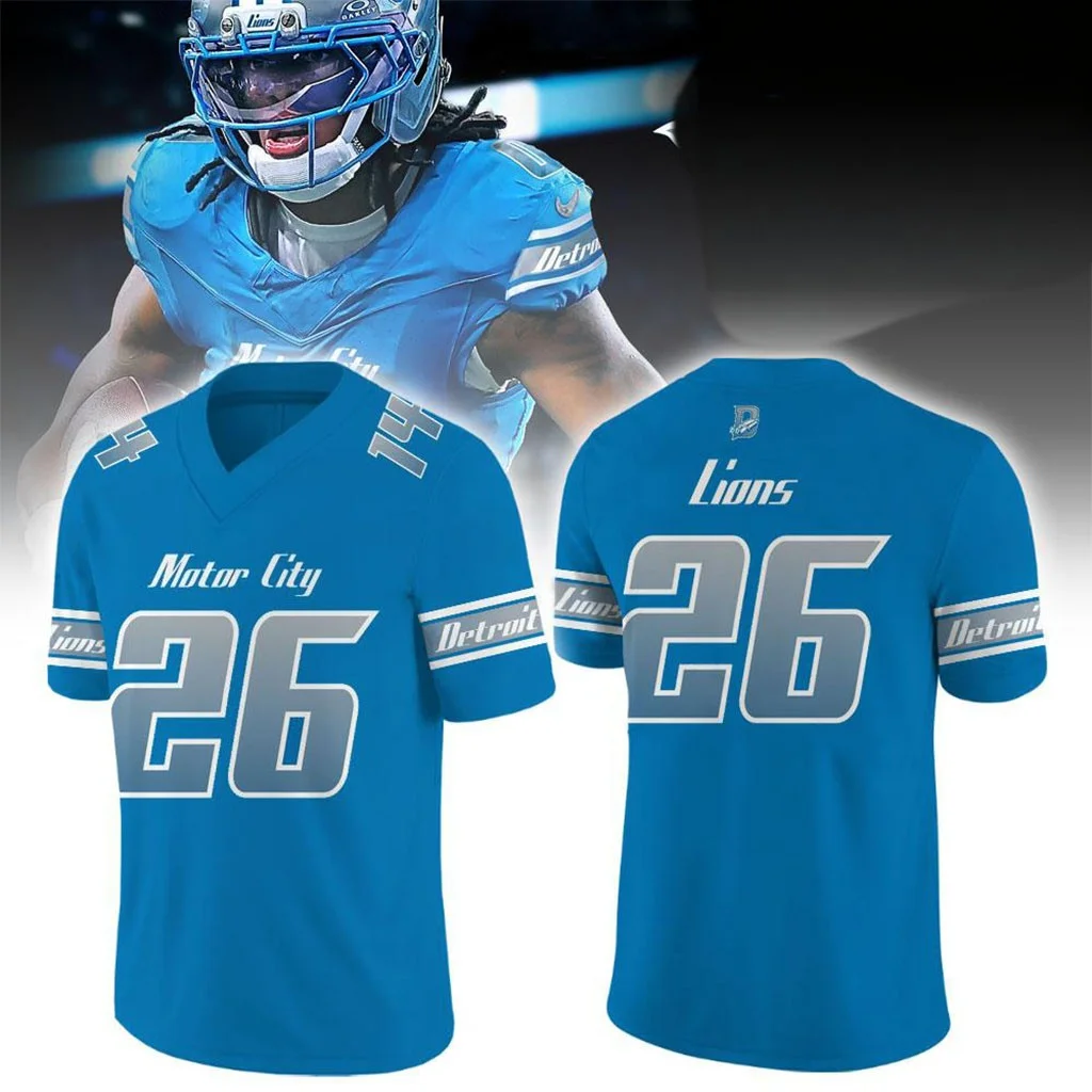 26/27 Neues Detroit Lions Herren-Baseballtrikot, 3D-Druck, Y2K-Design, Oversized, lässiges, schnelltrocknendes T-Shirt für den täglichen Gebrauch und das Training. – Detail 3
