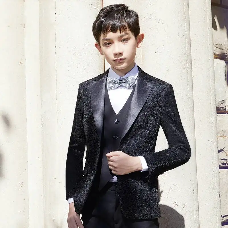Suit Halloween Boys' Cosplay Costume Children's Suit Big Children's Flower Dress Host's Runway Show Piano Performance Suit