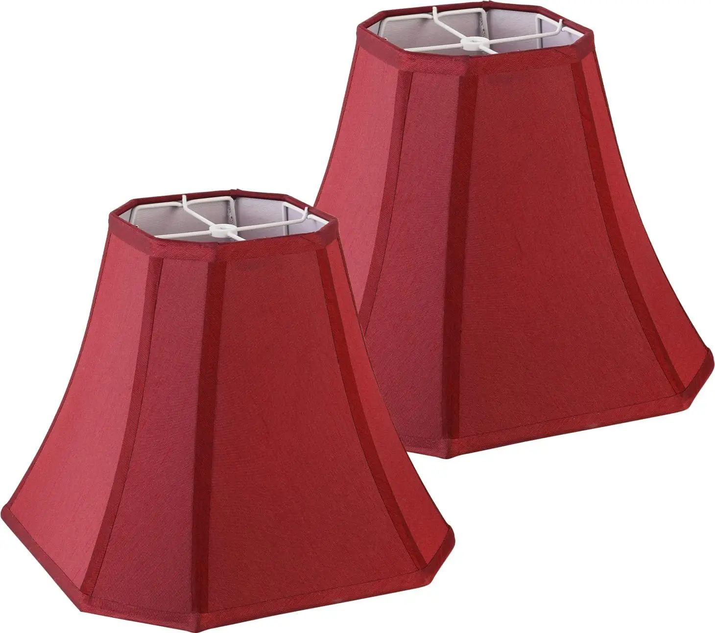 

2 Pcs Wine Red Square Cute Lamp Shades Octagonal Faux Silk Lampshade Replacement Medium Lampshade 6.5×13×10.6IN(Spider