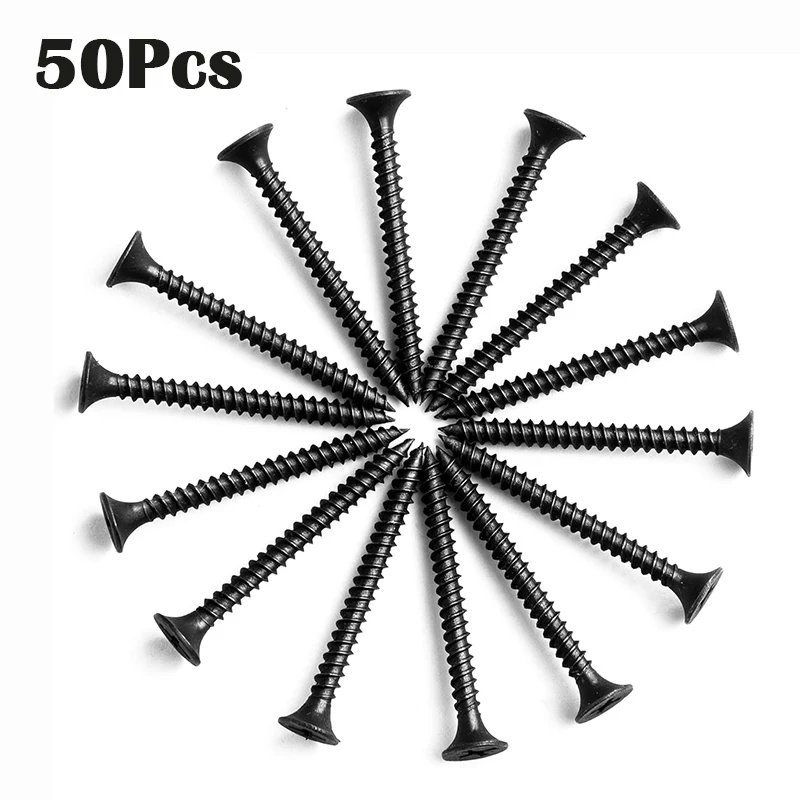 

50PCS/1 Set M3.5 Black Phillips Self Tapping Screw Assortment Kit Locking Screws Wood Furniture Maintenance Screws Carbon Steel