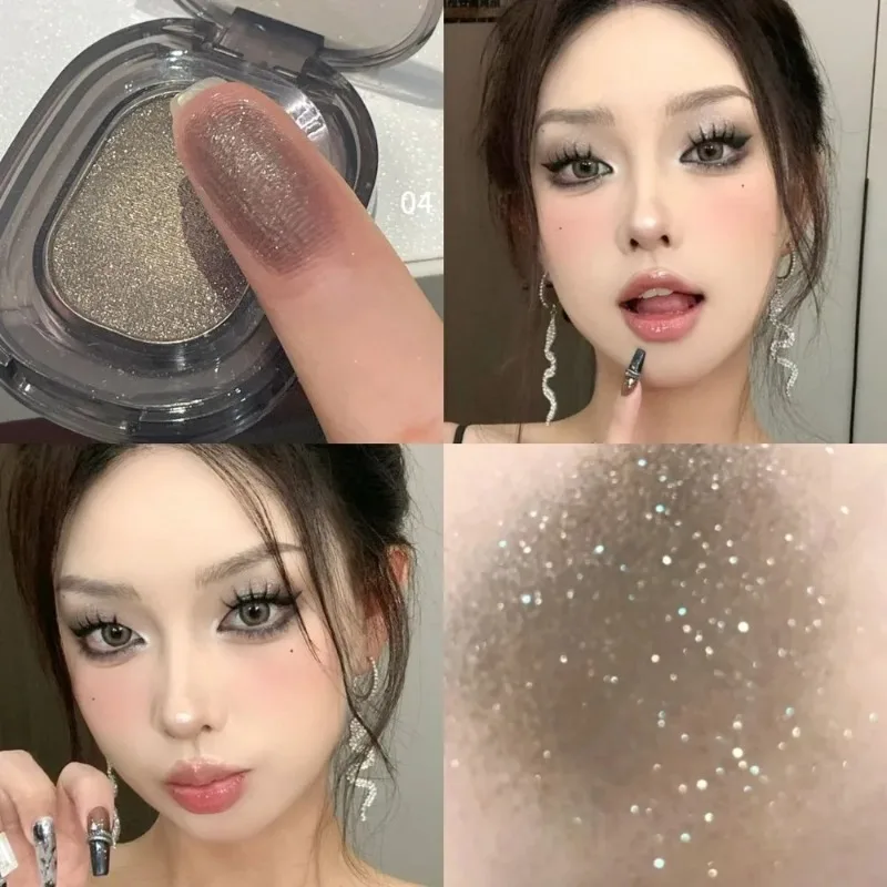 Punk Smoky Black Lidschatten-Make-up-Palette, glitzernd, metallisch, dunkelsilber, Lidschatten, Textmarker, perlbraune Augen, Pigmente, Kosmetik