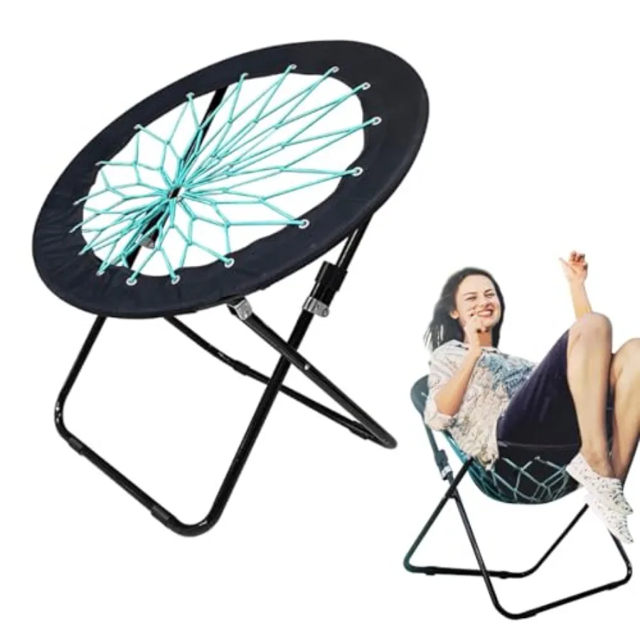 

Camping and Room Bungee Folding Chair Gifts for Friends -Versatile Bunjo Chairs with Fun Bouncy Design - Web Chair for Relaxati