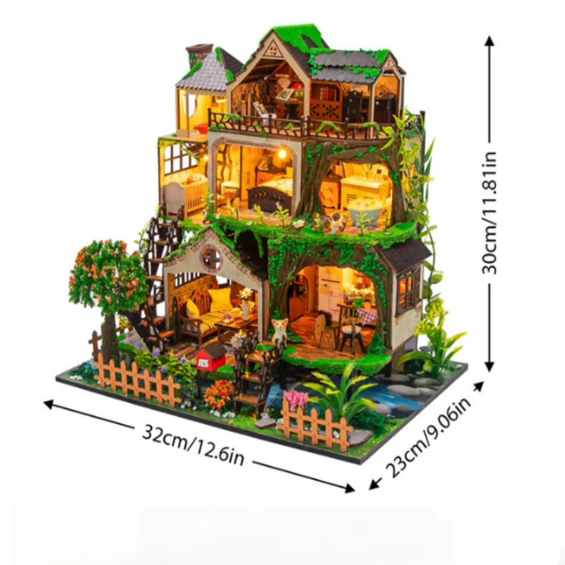 Märchen-Waldhaus zum Selbermachen, 3D-Miniaturhaus-Set aus Holz, verzauberte skurrile Dekoration für Erwachsene