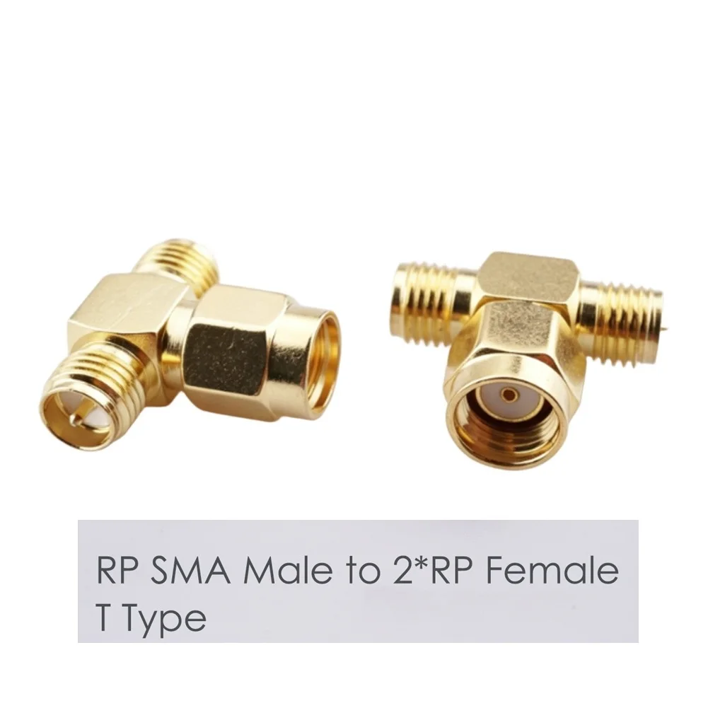Male To 2 Female Tee Adapter 50 Ohm Gold RF  Connector For Antenna Cable Signal Splitter Test Measurement Tool