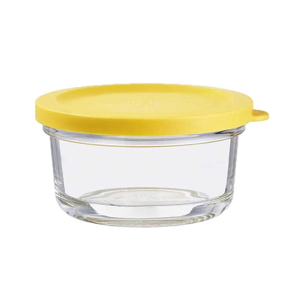 

Transparent Glass Cooking Cup with Lids Leak-proof Food Storage Container Heat-resistant with Clear Scale Fresh Keeping Bowl
