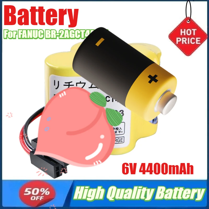 

6V 4400mAh BR-2/3AGCT4A Battery for FANUC BR-2AGCT4A 6V CNC BR-3AGCT4A Machine Tool PLC Lithium A98L-0031-0025 Battery