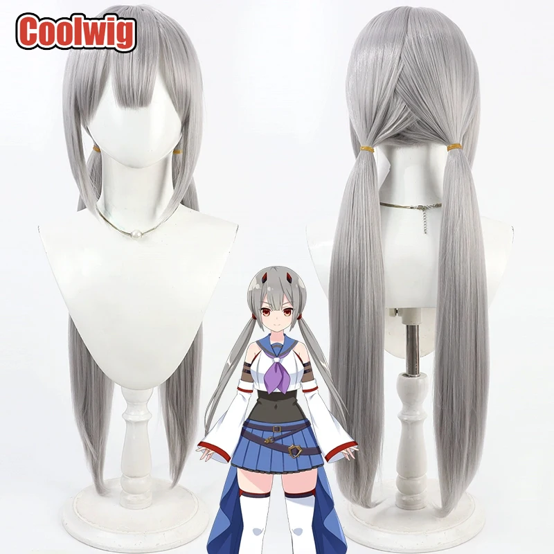 Coolwig Synthetic Hair Fujita Asagao Cosplay Wigs Assault Lily Last Bullet Fujita Asagao 90cm Silver Gray Wig Heat Resistant