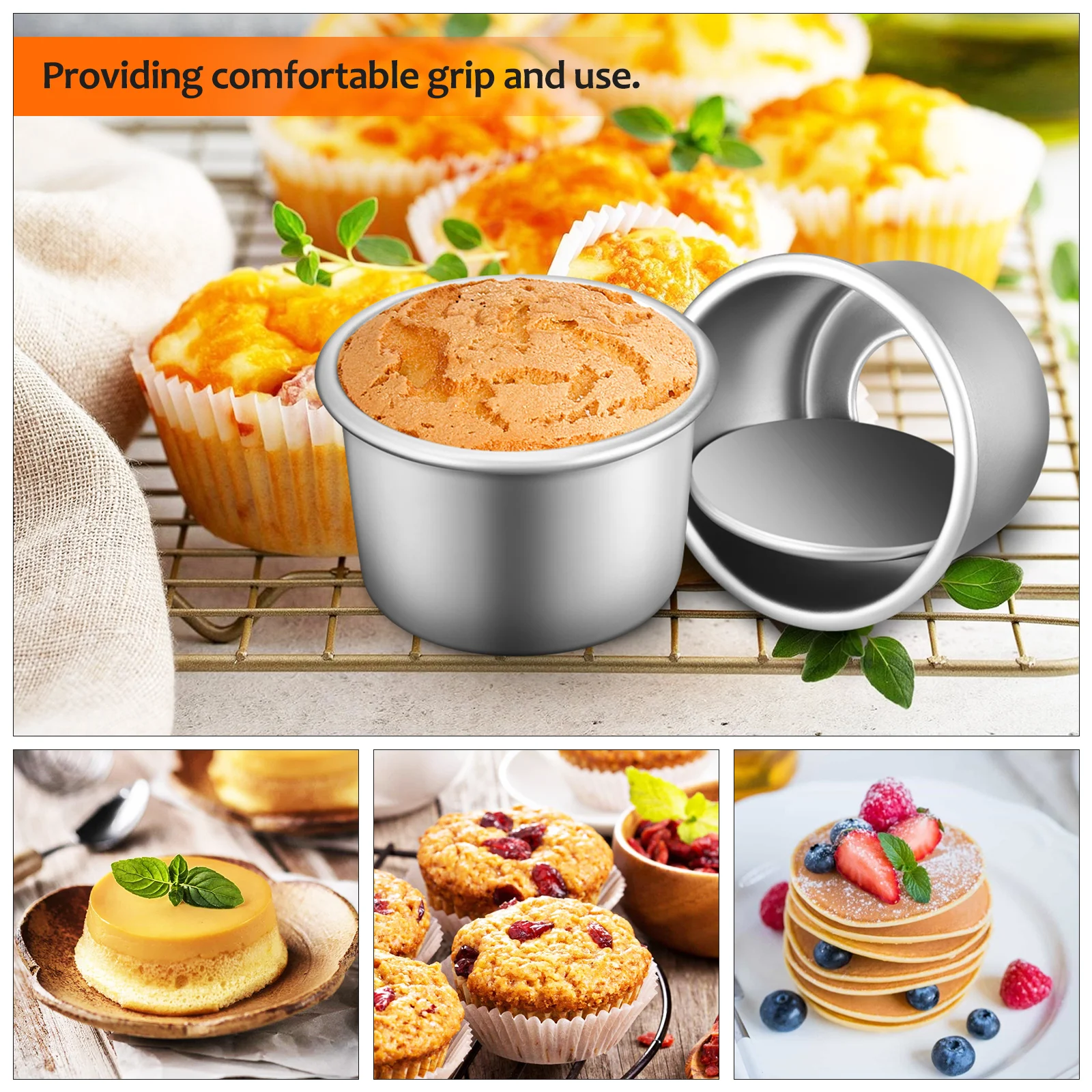 

4 Pcs 2 Inch Round Cake Pan Set Aluminum Alloy Removable Bottom Mini Baking Tins for Cakes Cheesecakes Mousse Chiffon Small Cake