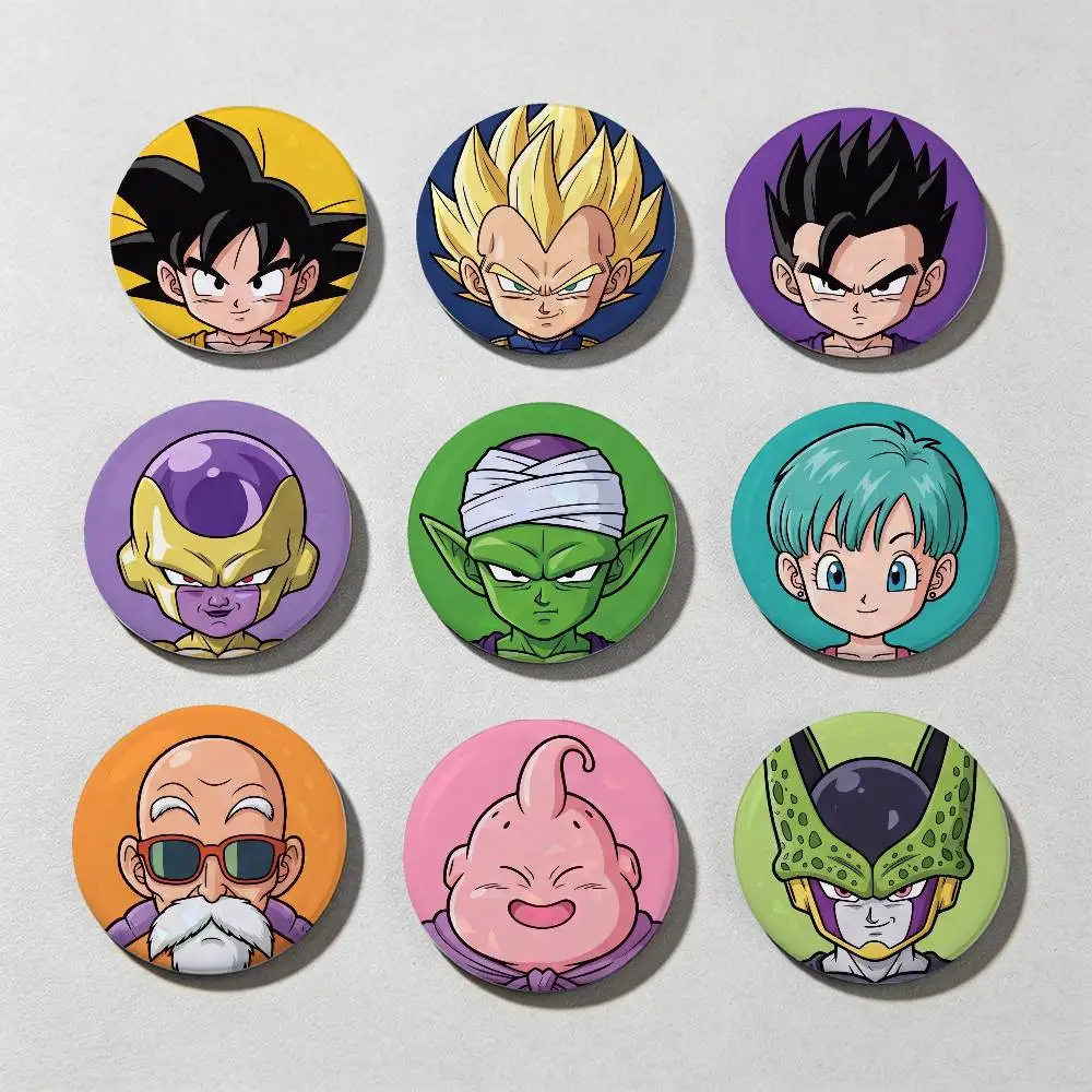 Dragon Ball Son Goku Laser Diamond Texture Button Pins Tinplate Brooches Cartoon Creative Badge For Backpack Clothes Decor