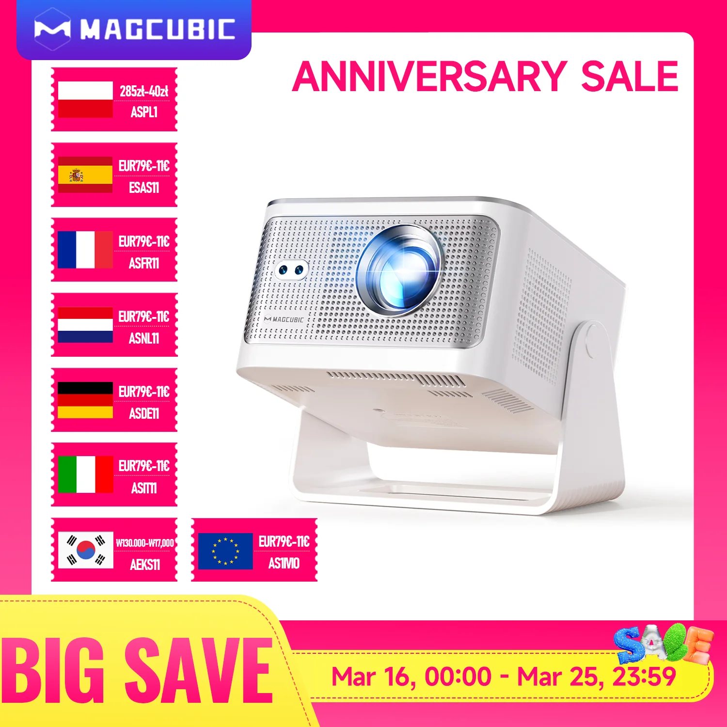 Magcubic HY350Max Projektor 1080P, Android 14 i Auto Focus