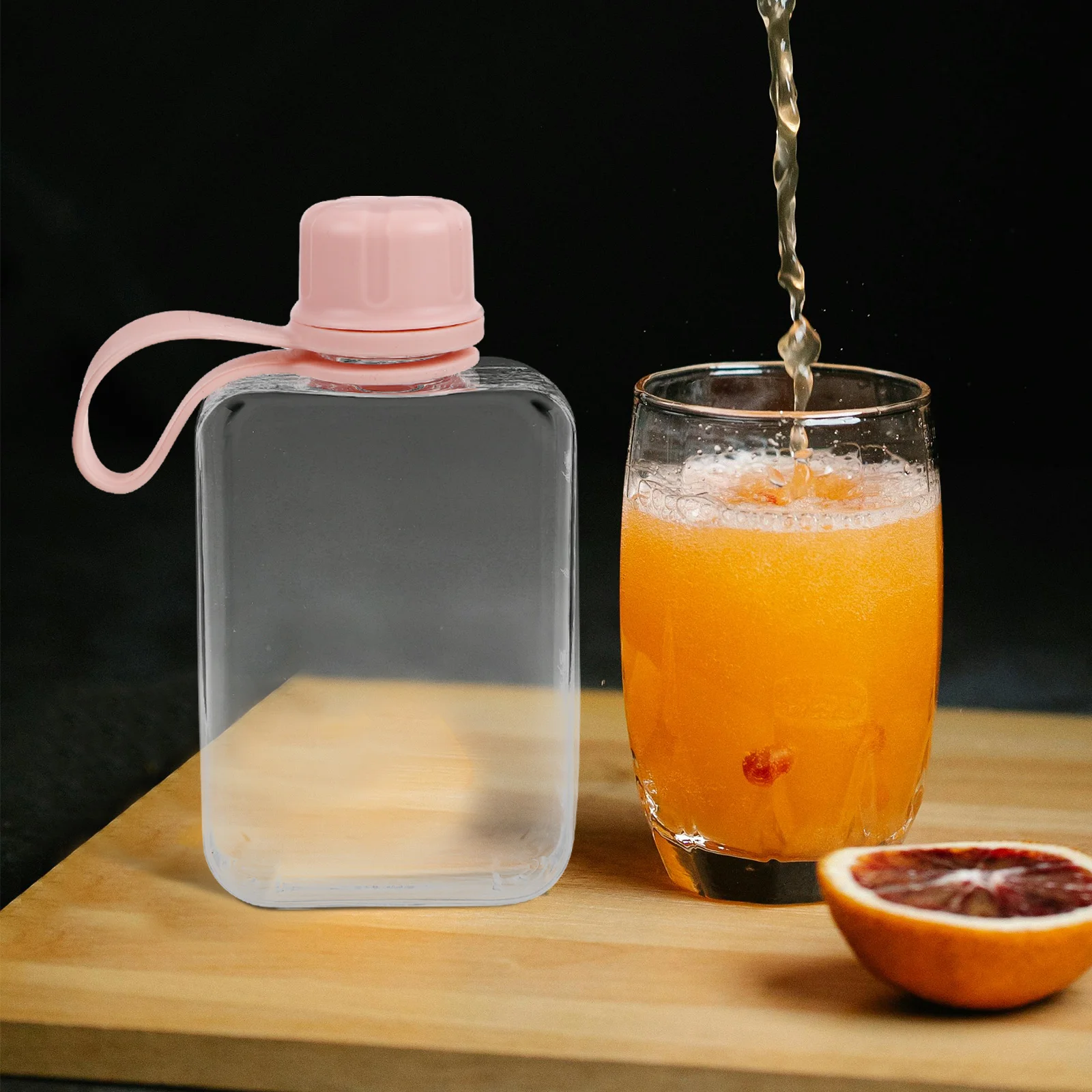 

2Pcs Compact Water Bottle Slim Leakproof Flat Travel Flask Small Plastic Bottle for Gym Sports Outdoor Pocket Hydration