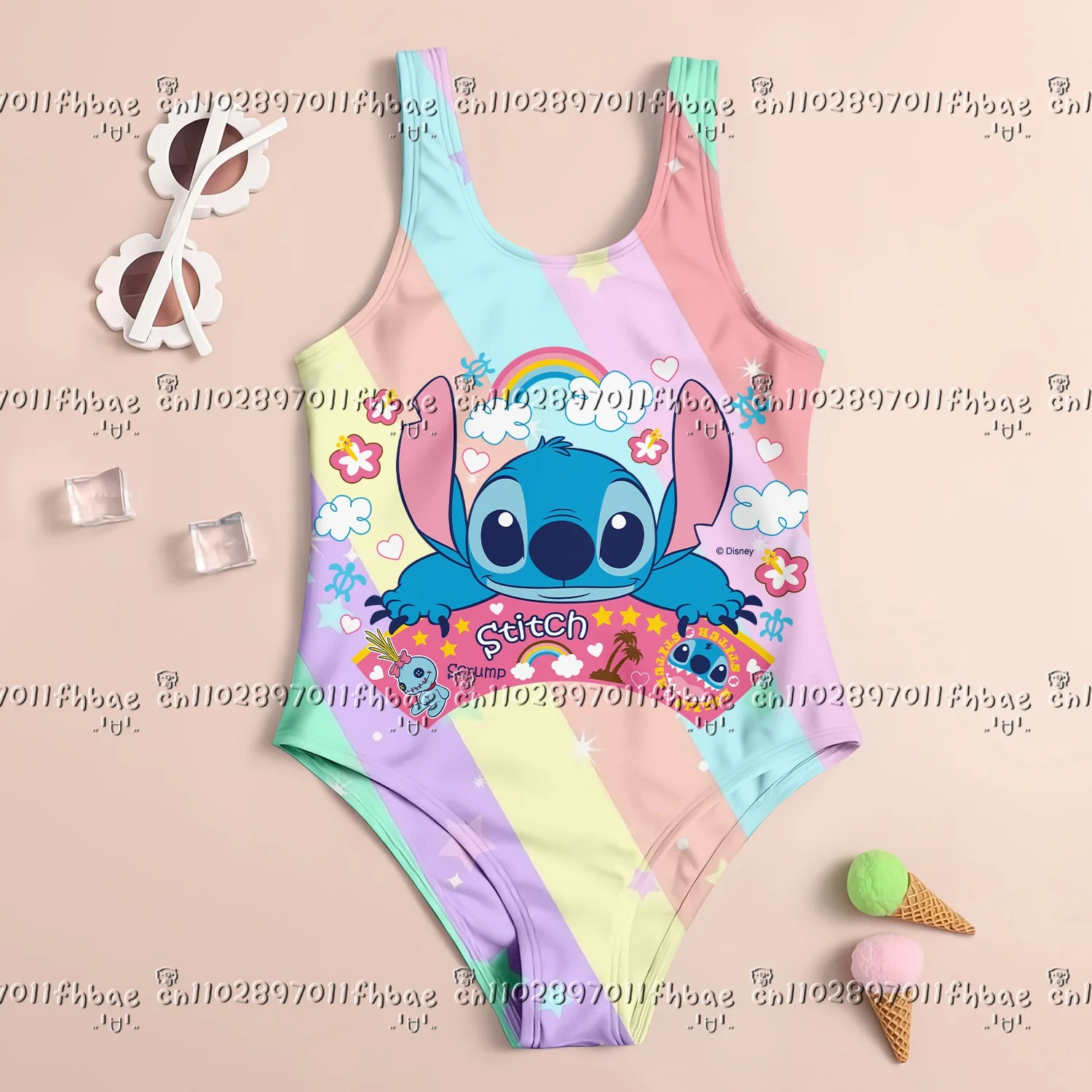 

2025 Stitch Children Swimwear Cute Girls Swimsuit Large Size Vacation Beach Party Swimsuits Girl Summer Hello Kitty Bikini Girls