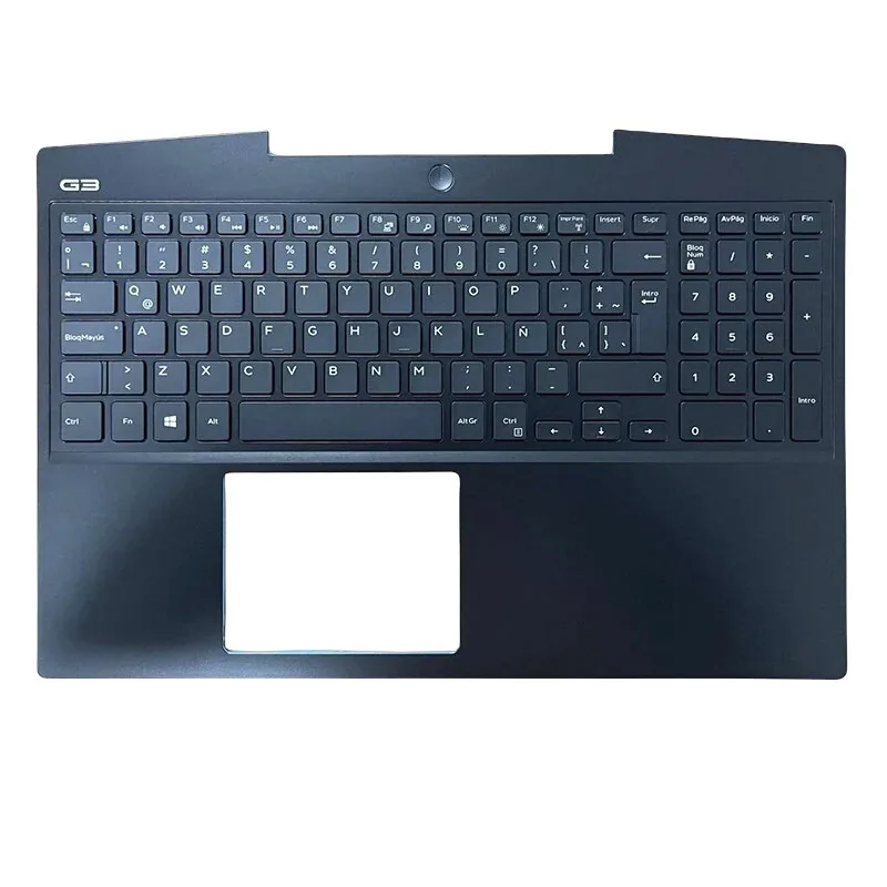 اللاتينية لأجهزة الكمبيوتر المحمول Dell Gaming G3 15 3590 P89F Palmrest مع لوحة المفاتيح الخلفية البيضاء