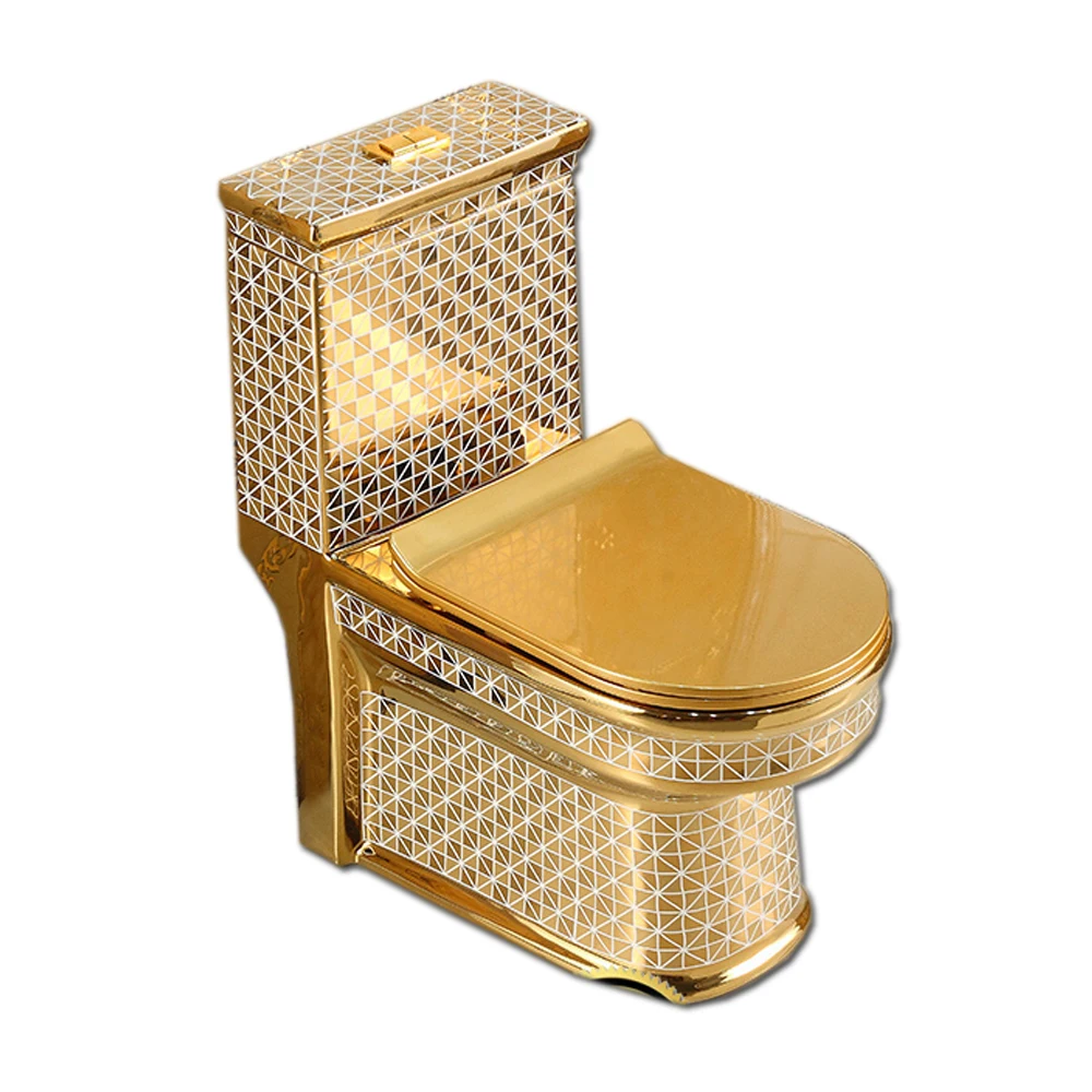 Hot Selling Luxury Design Ceramic modern Plating Gold Color Bathroom QY-907PTB