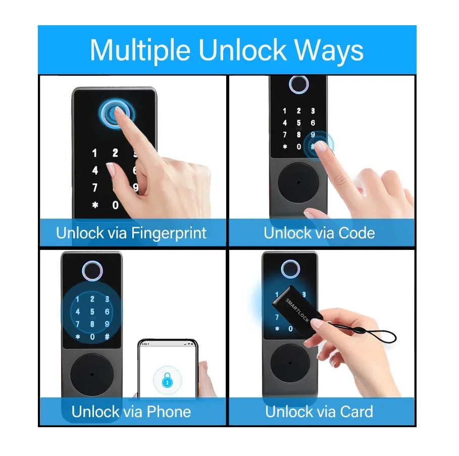 TTLOCK double-sided Biometric fingerprint  password unlocking  outdoor door dedicated smart lock Wiring free waterproof