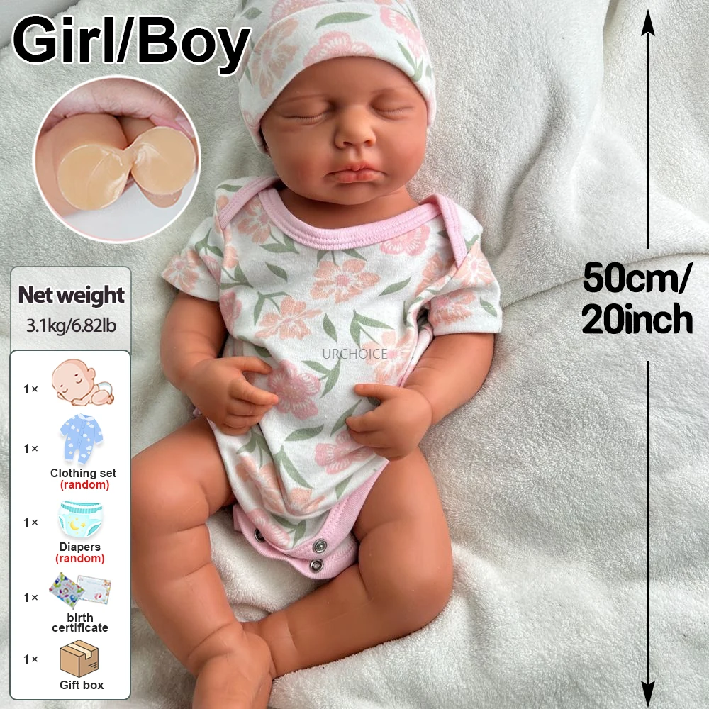 Muñeca recién nacida de 20 pulgadas de silicona renacida niña / niño Loulou realista ponderada para la colección de la práctica de la enfermera