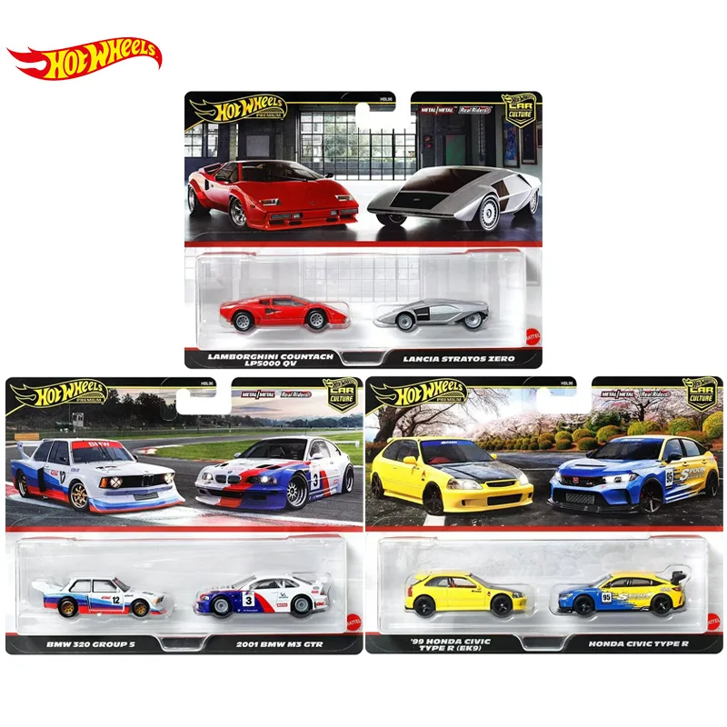 Presale 2025 Hot Wheels Premium Car Culture 2-Pack 99 Honda Civic Type R Honda Civic BMW 320 Group 1/64 Diecast Cars Toy HBL96