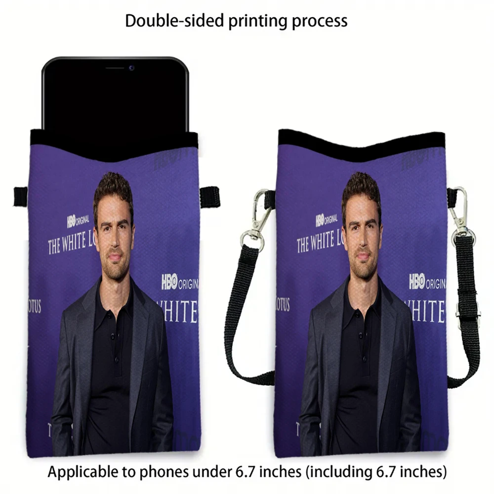 

Theo James Bag Print Phone Wallet with Adjustable Shoulder Strap Unisex Design for Daily Use,Purse3.3