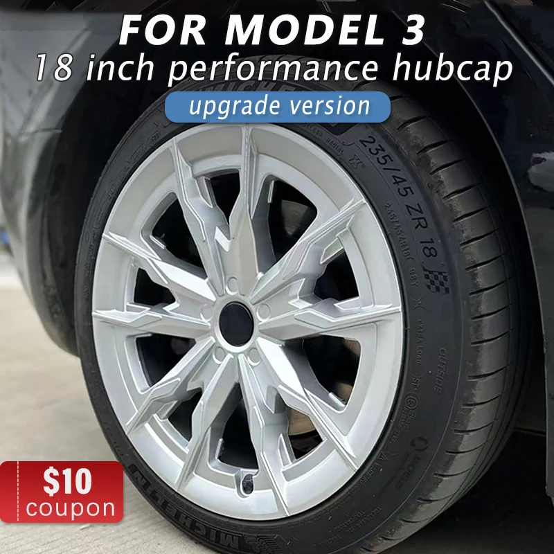 

4PCS Hub Cap Performance for Tesla Model 3 18-Inch Replacement Wheel Cap Automobile Hubcap Full Rim Cover Accessories 2018-2023