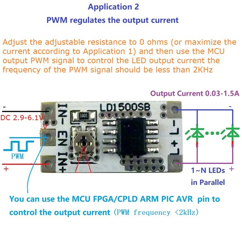 ABGI-PWM Modulo driver LED con corrente di uscita regolabile DC 3-6V 28-1500Mah Convertitore di corrente costante DC-DC controllato