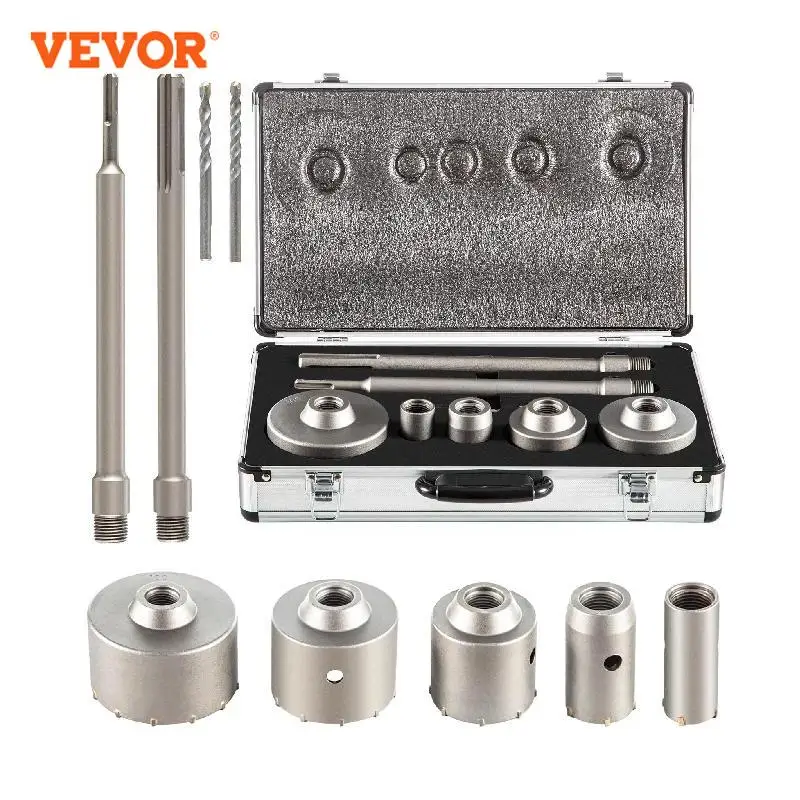 

VEVOR 4 in 1 Concrete Hole Saw Kit 8/9PCS 30-100/40-125 mm SDS Plus or SDS Max Shank Cement Drill Bit Wall Hole Opener Tools Set