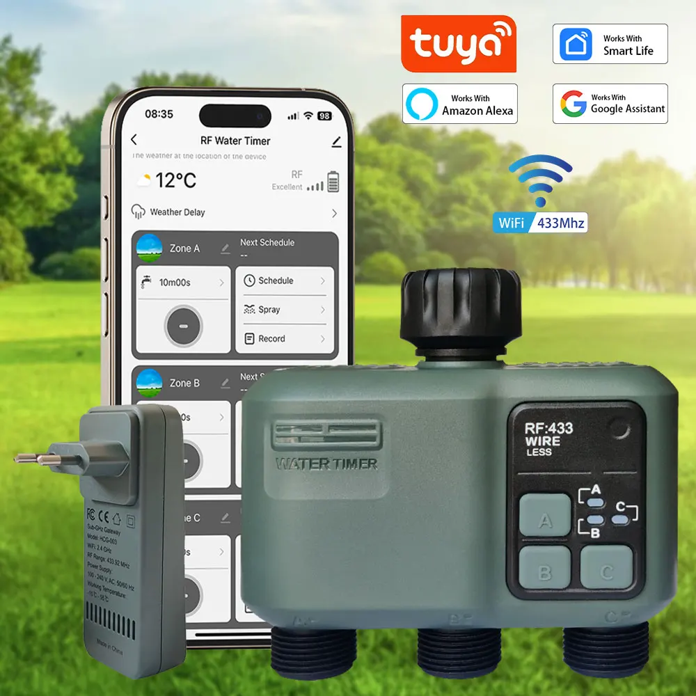 

Tuya RF433 WIFI автоматический таймер воды садовая цифровая ирригационная машина интеллектуальный спринклер б/у на открытом воздухе для экономии воды и времени