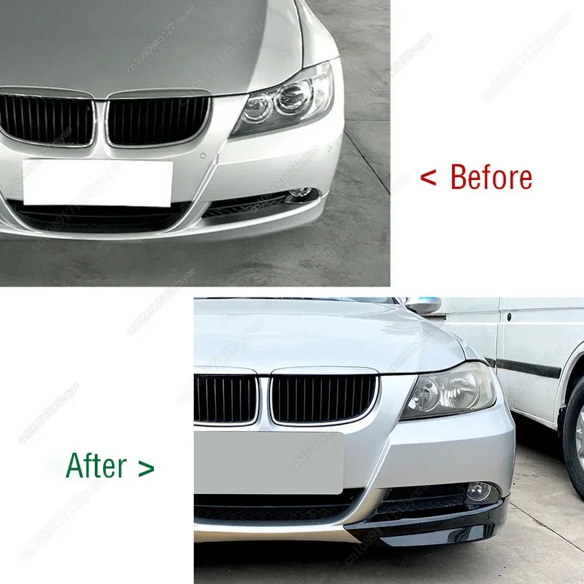 For BMW 3 Series 318i 320i 330i E90 E91 Pre-facelift 2005-2008 ABS Black Car Front Bumper Lip Splitter Diffuser Body Kit Spoiler - view 2