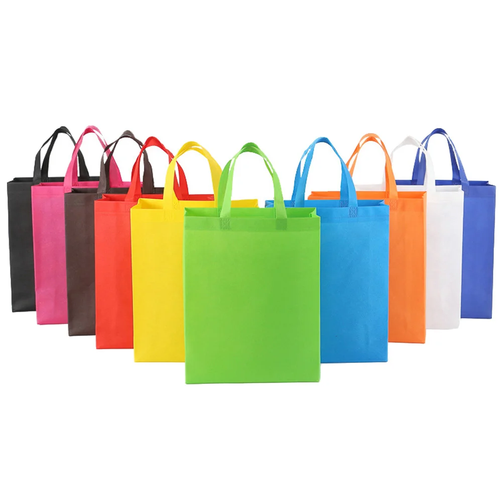 

30PCS 10 Colors Recyclable Handbags Portable Tote Bags Nonwovens Shopping Bags (Vertical Version) non-woven handbag