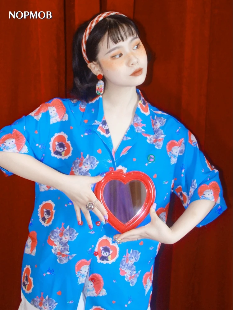 Retro Hand-Painted  Print Loose Fit Slimming Short Sleeve Shirt Original Design Japanese Style Women's Summer Fashion Top