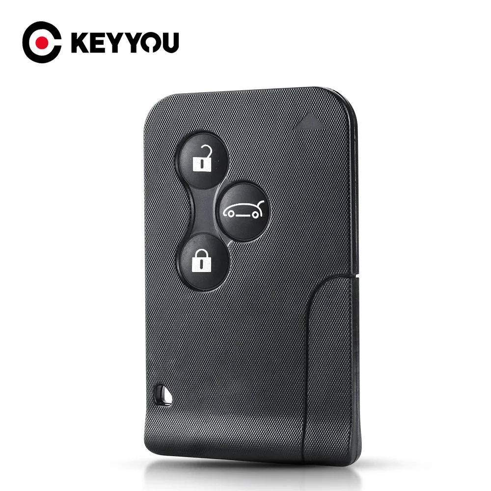 KEYYOU For Renault Clio Logan Megane 2 3 Koleos Scenic Fob 3 Buttons Remote Car Case With Small Replacement Smart Card Key Shell