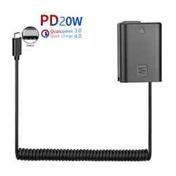 PD USB-C AC-PW20 NP-FW50 Dummy Battery Power Adapter For Sony ZV-E10 A7M2 A7II A7S2 A7R A7RII A6000 A6300 A6400 A6500