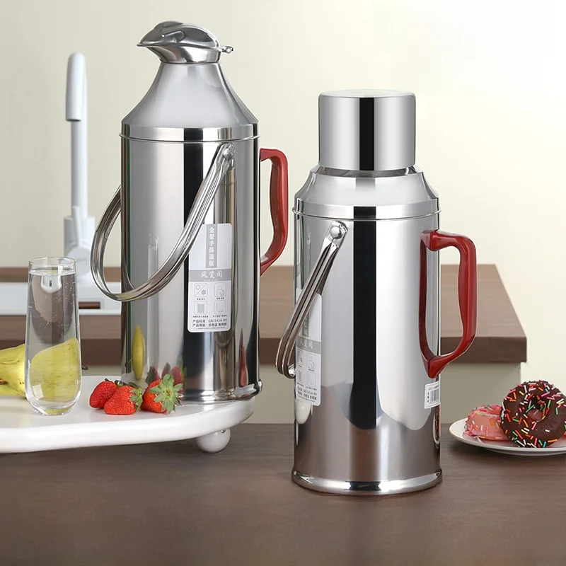 

Vintage Large Capaci Stainl Steel Insulated Water Bottle 304 ell Fly Use Hot Water Pot Warm Pot Thermal Flask