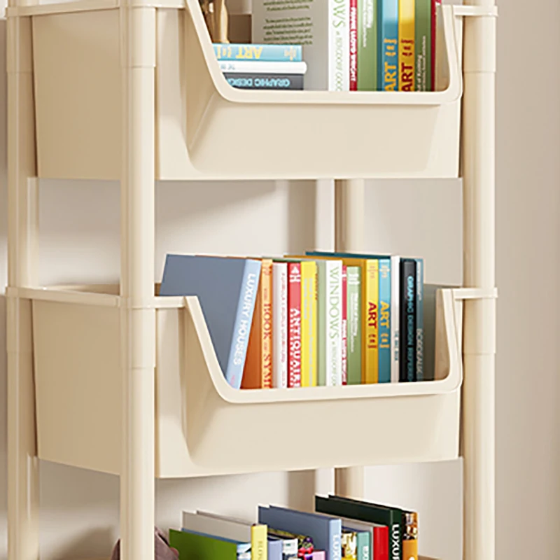 White Indoor Book Shelf Movable Design Items Minimalist Portable Display Cabinet Magazine Libreria Scaffale Salon Furniture