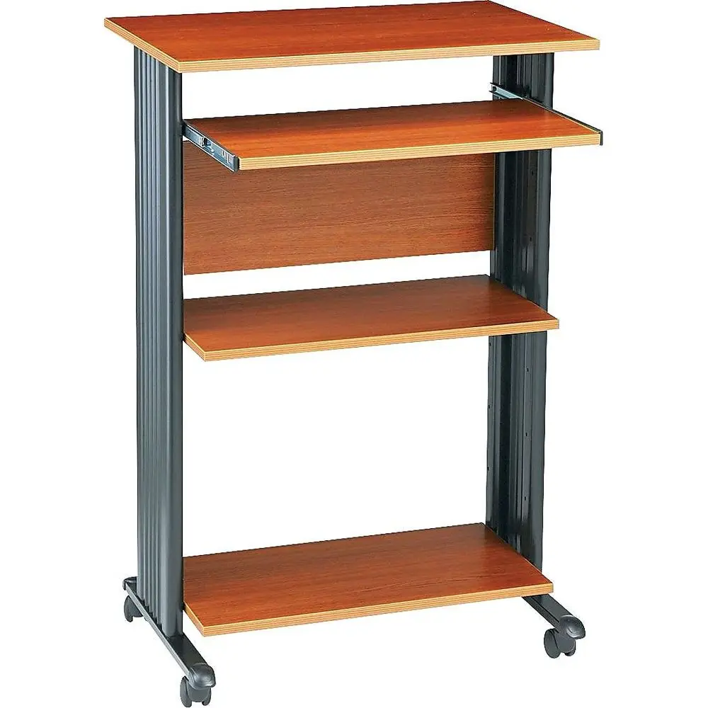 

MUV Mobile Stand Desk Mobile Desk with Keyboard Tray amp Printer or Desktop Shelf 2 Adjustable Shelves 22 D x 29.5 W x 45 H C