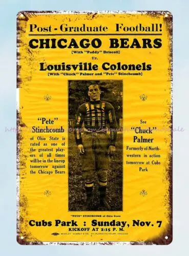 bar design 1926 American football  vs. Louisville Colonels tin sign