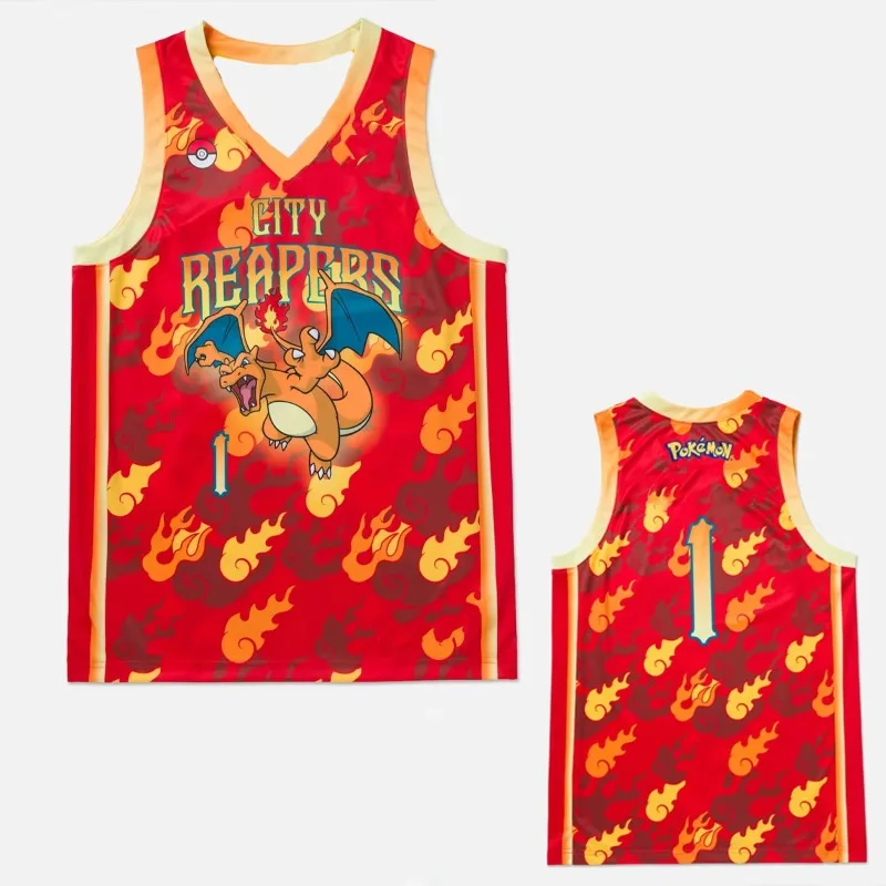 

Лето 2025 г., баскетбольный трикотаж в стиле аниме Flames, мужской и женский повседневный дышащий жилет, 3D модная одежда