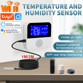 Tuya Slimme Wifi Temperatuur En Vochtigheid Sensor Met Backlight Lcd-Display Indoor Thermometer Hygrometer Voor Alexa Google Home
