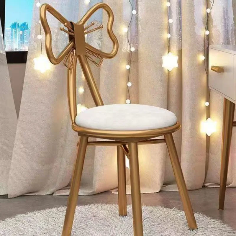 Butterfly dressing stool, backrest chair, butterfly chair, nail salon, light luxury,princess style girl makeup stool