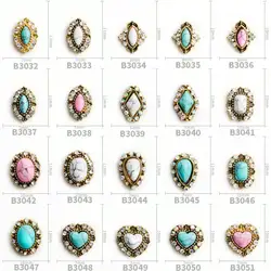 20pcs Random Mixed Retro Marbles AB Rhinestone Metal 3D Nail Art Decorations Alloy Jewelry Fashion Design Manicure Ornaments