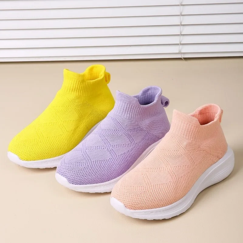 Girls' Socks and Shoes High-top Children's Elastic Cross-border Shoes Men's and Women's Casual Casual Sports Shoes