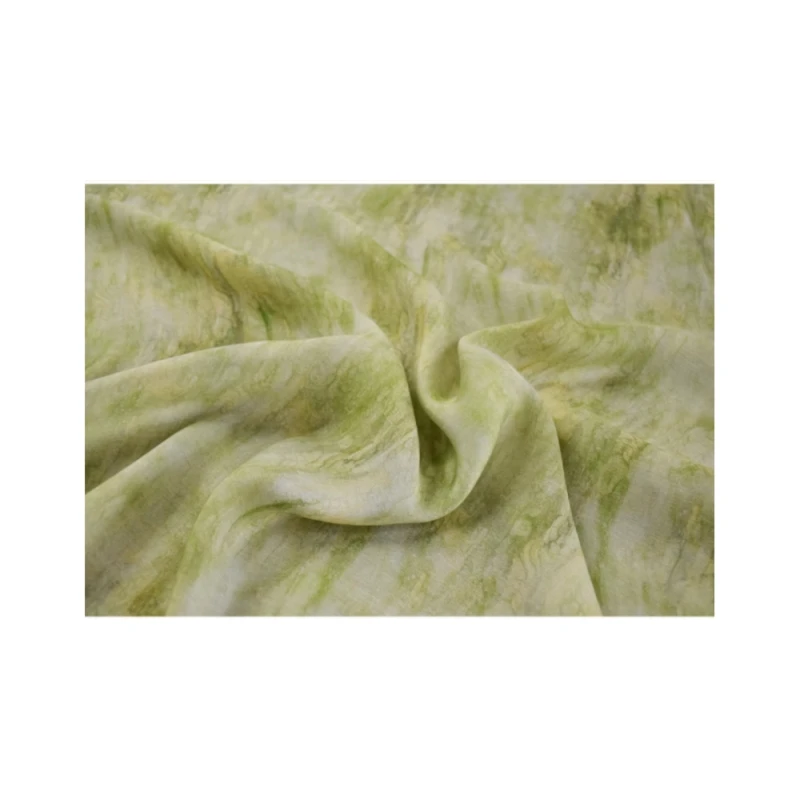 Sky Silk Chiffon Fabric for Dress, Fresh Grass Green Smudge Print, Fabric for Shirt, Han Cloth, Handmade Cloth Sewing, T2215