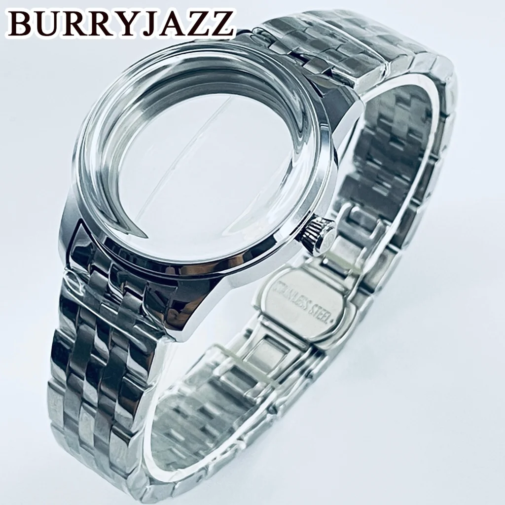 33mm Arched Glass Silver Rose Watch Case Sterile Design for NH35 NH36 NH34 NH38 NH70 NH72 Movements Accessory for Cocktail Timep