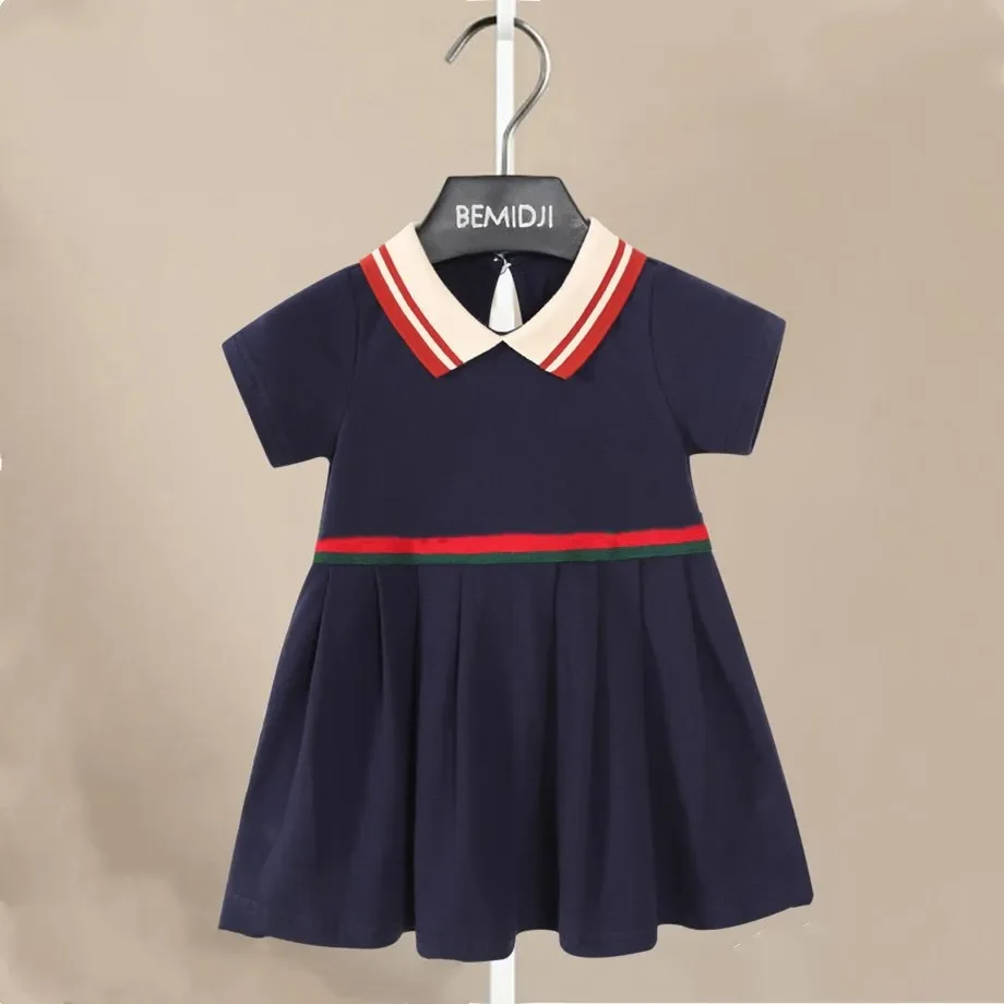 New Fashion  Girl Princess Party Dresses Cotton polo Short Sleeve Brand Summer 1-6 Years Childen's Clothing Kids Casual Wear