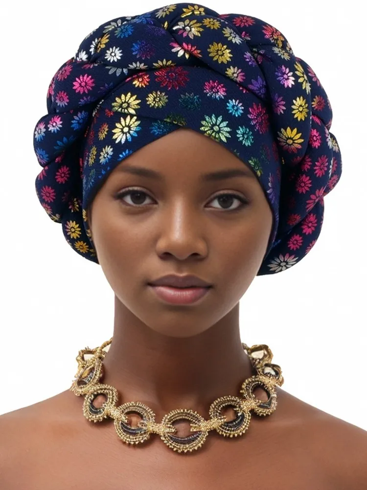 New African Auto Gele Headtie Nigerian Wedding Gele Muslim Turban Cap Arab India Hat Female Head Wraps Turbante Mujer