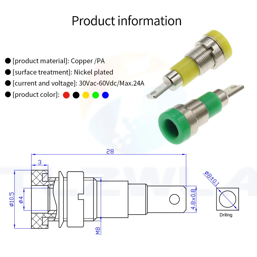 5PCS 4MM Binding Post Banana Socket panel mount Test Probe connector Female Jack Socket Plug Wire Connector