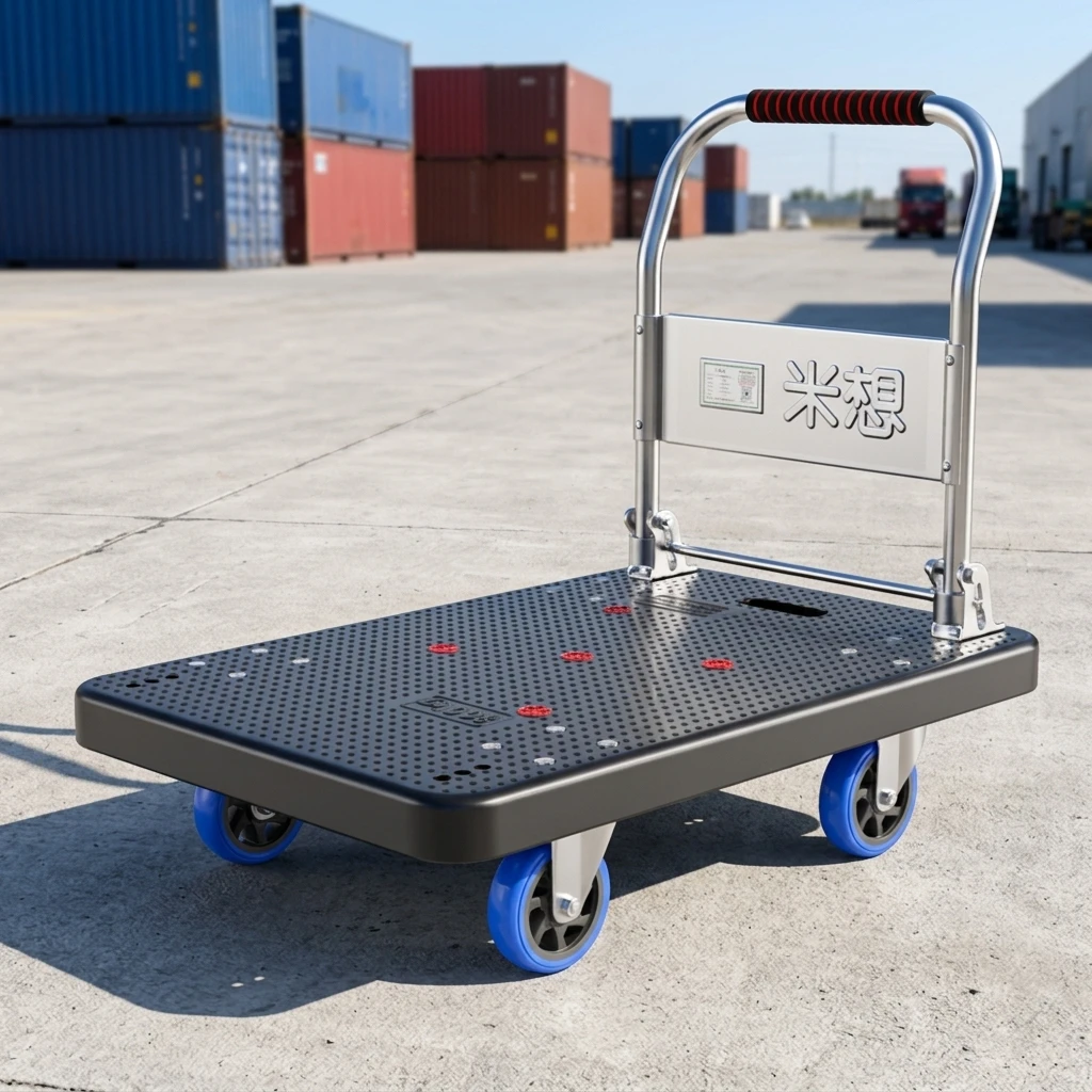 卸売黒色折りたたみ式輸送ツールカートポータブル家庭用荷物運搬サイレントカートハンティングキャリーカートフラットベッドトラック